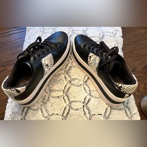 Aldo faux snakeskin, leather, platform tennis shoes. Size 7
